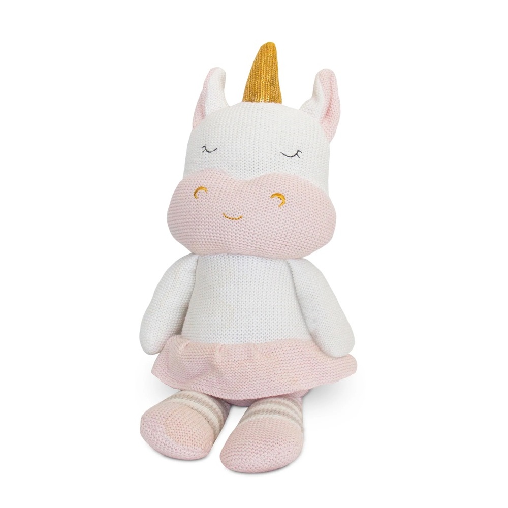 KENZIE UNICORN Plush Knitted Unicorn Doll - Pink and White